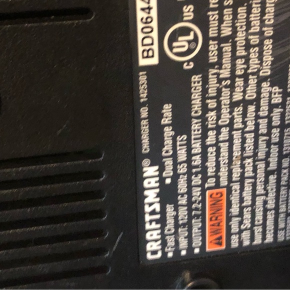 Craftsman 7.2 - 24 Volt 1 Hour 1425301Battery Charger Quick 19.2V+Battery - Picture 12 of 12